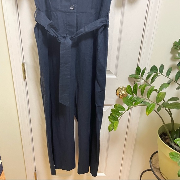 Barbour Navy leilani linen blend square neck puff sleeve Jumpsuit 14 - Picture 9 of 15